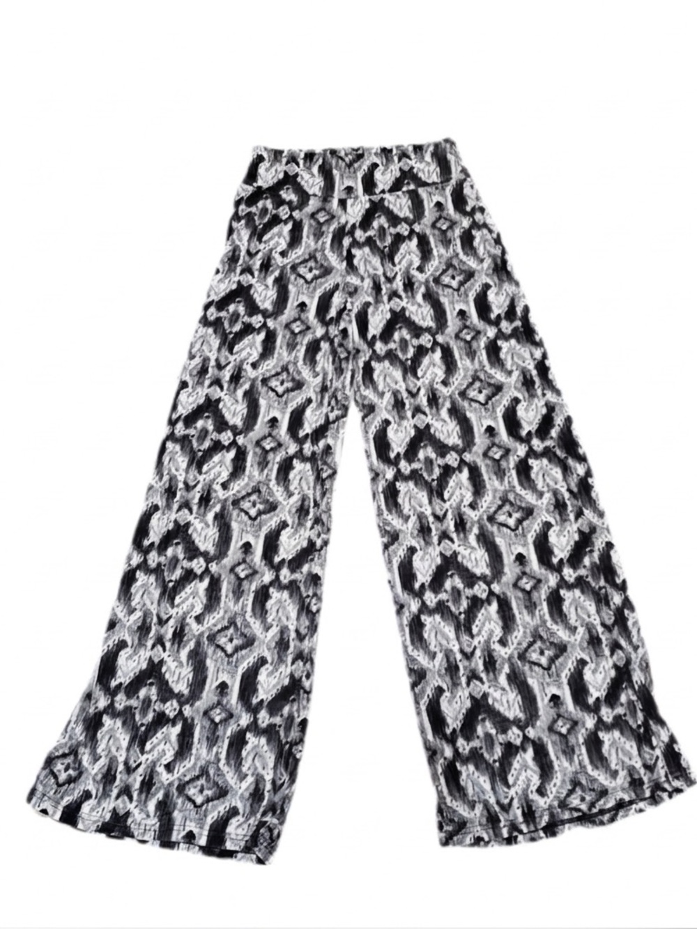 SHOSHO Wide Leg Patterned Palazzo Pants - Gray, Black & White NWT SZ M Pullon